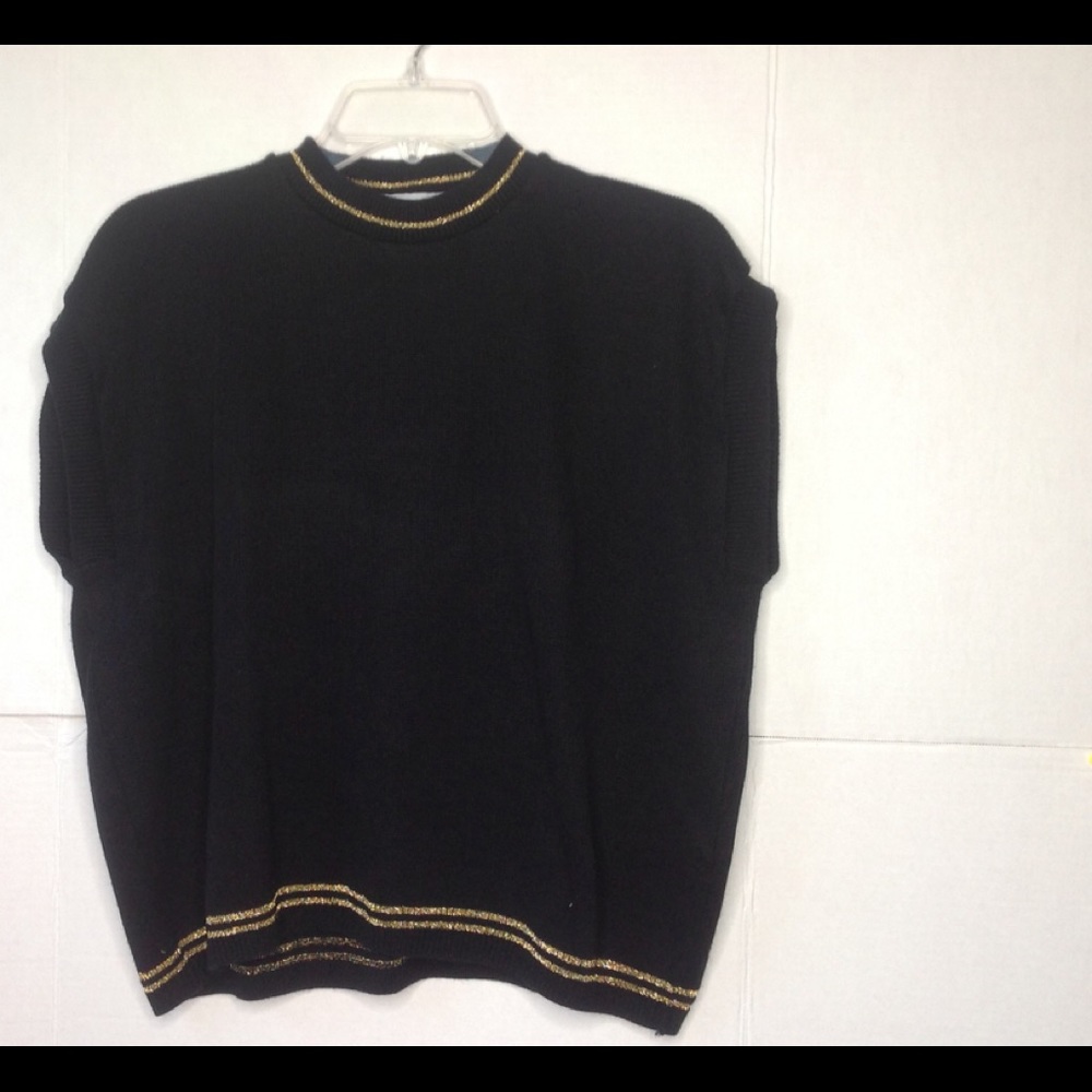 Vintage Black Gold Vest Metallic Sweater Vest
